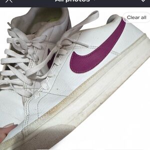 Nike White and Magenta Athletic Shoes